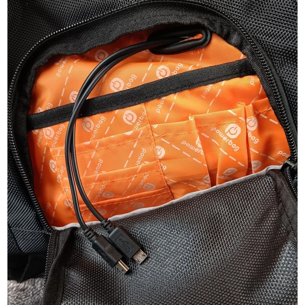 FUL Powerbag‎ Charging Messenger Bag Black Silver Tech Travel Work